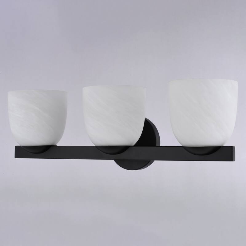 VAXCEL Bosworth Contemporary Bathroom Vanity Wall Light Fixture, White Alabaster Glass Shade, Dimmable, Reversible