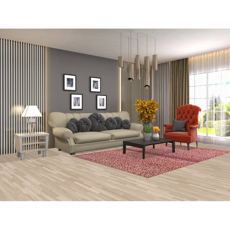 Hand Knotted Oriental 100% Wool Carpet Modern Checkered Pink Moroccan Area Rug - 8' 2'' X 5' 5''