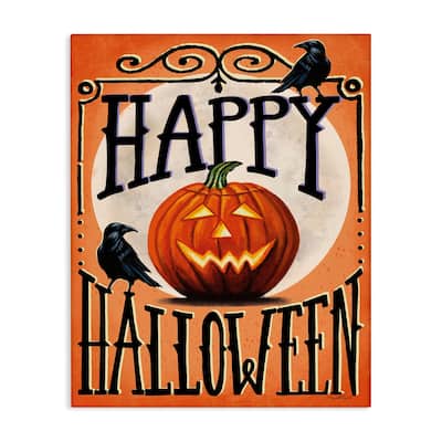 Stupell Happy Halloween with Crows Canvas Wall Art Design By Elizabeth Tyndall