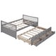 preview thumbnail 3 of 22, Wood Daybed Frame Full Size Sofa Bed with Pull-out Trundle Bed, Wood Slat Support & 3 Storage Drawers, for Livingroom Guest Room