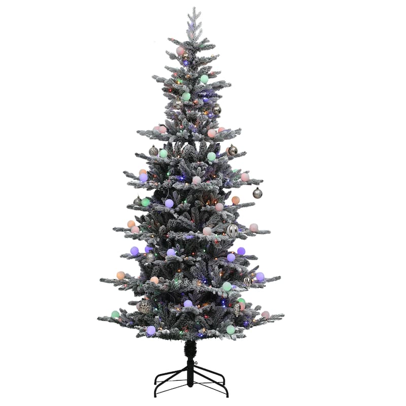6/7.5 FT Pre-lit Flocked Layered Christmas Tree with Remote Control