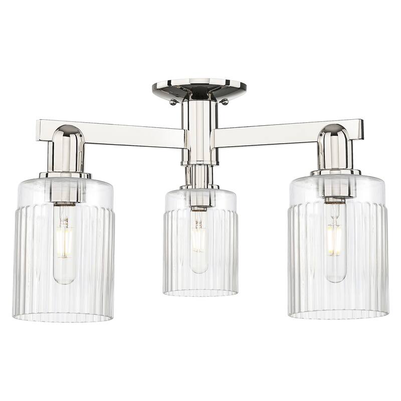 Innovations Lighting 716-3F-11-22 Hadley Semi-Flush Hadley 3 Light 22" - Polished Nickel / Clear