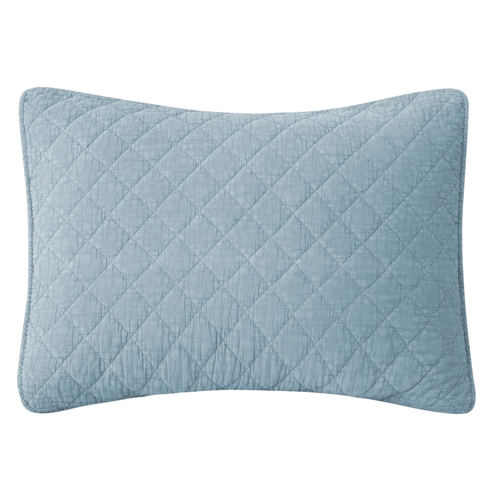 HiEnd Accents Stonewashed Cotton Gauze Traditional Style Solid Color Diamond Stitch 1 Piece Pillow Sham