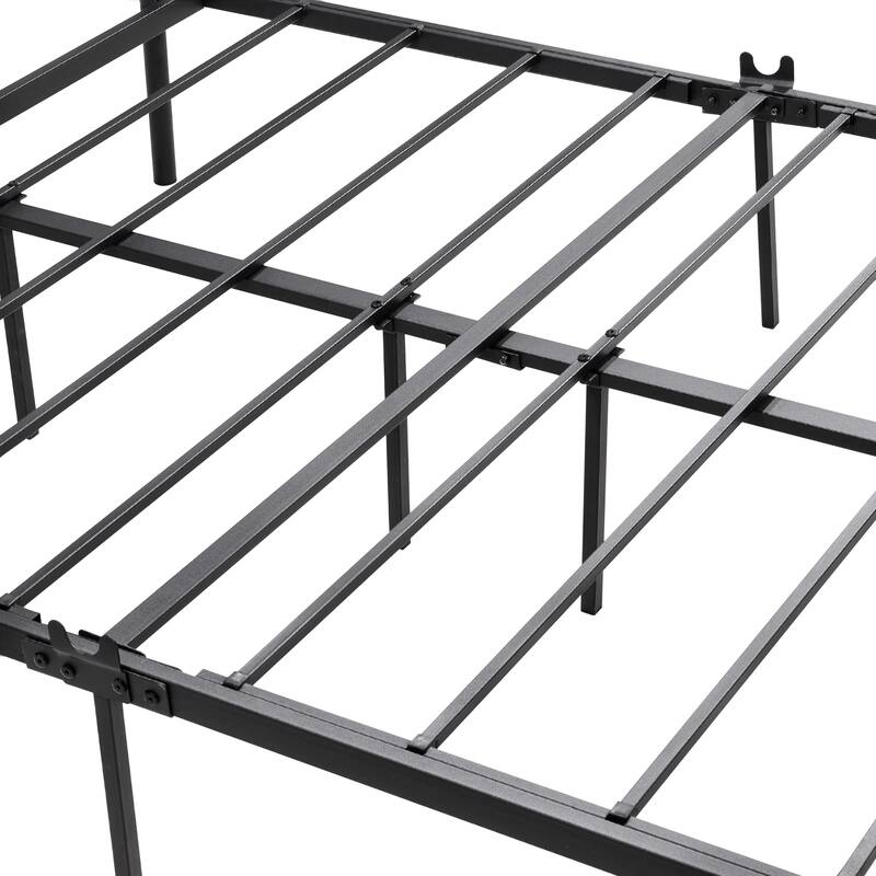 Metal Canopy Bed Frame with Ornate European Style Headboard & Footboard