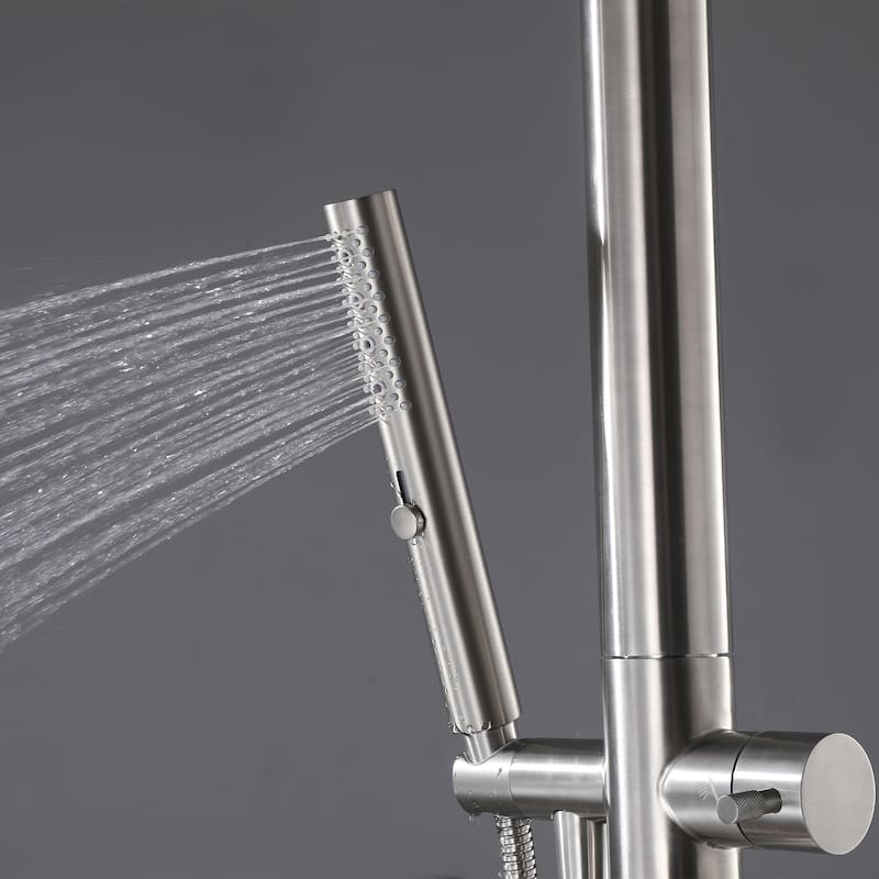 91"H Stainless Steel Freestanding Outdoor Shower with Handheld shower