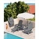 preview thumbnail 11 of 52, WINSOON All Weather HIPS Folding Adirondack Chair with Ottoman, 5-Gear Adjustable Backrest and Retractable Ottoman Set of 4