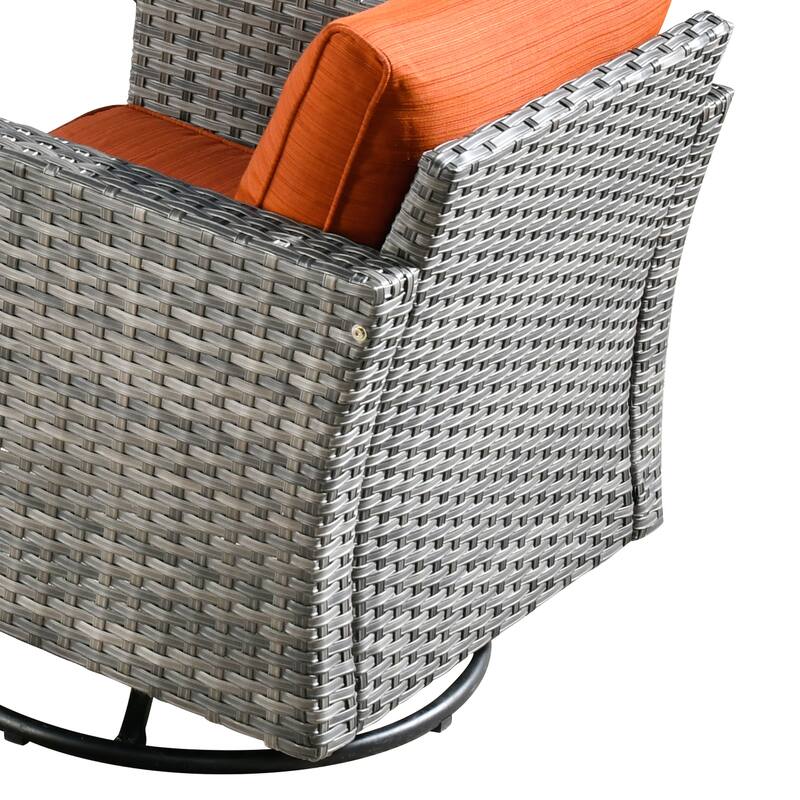 HOOOWOOO 9-piece Grey Wicker Patio Outdoor Sectional Set with Swivel Rocking Chair
