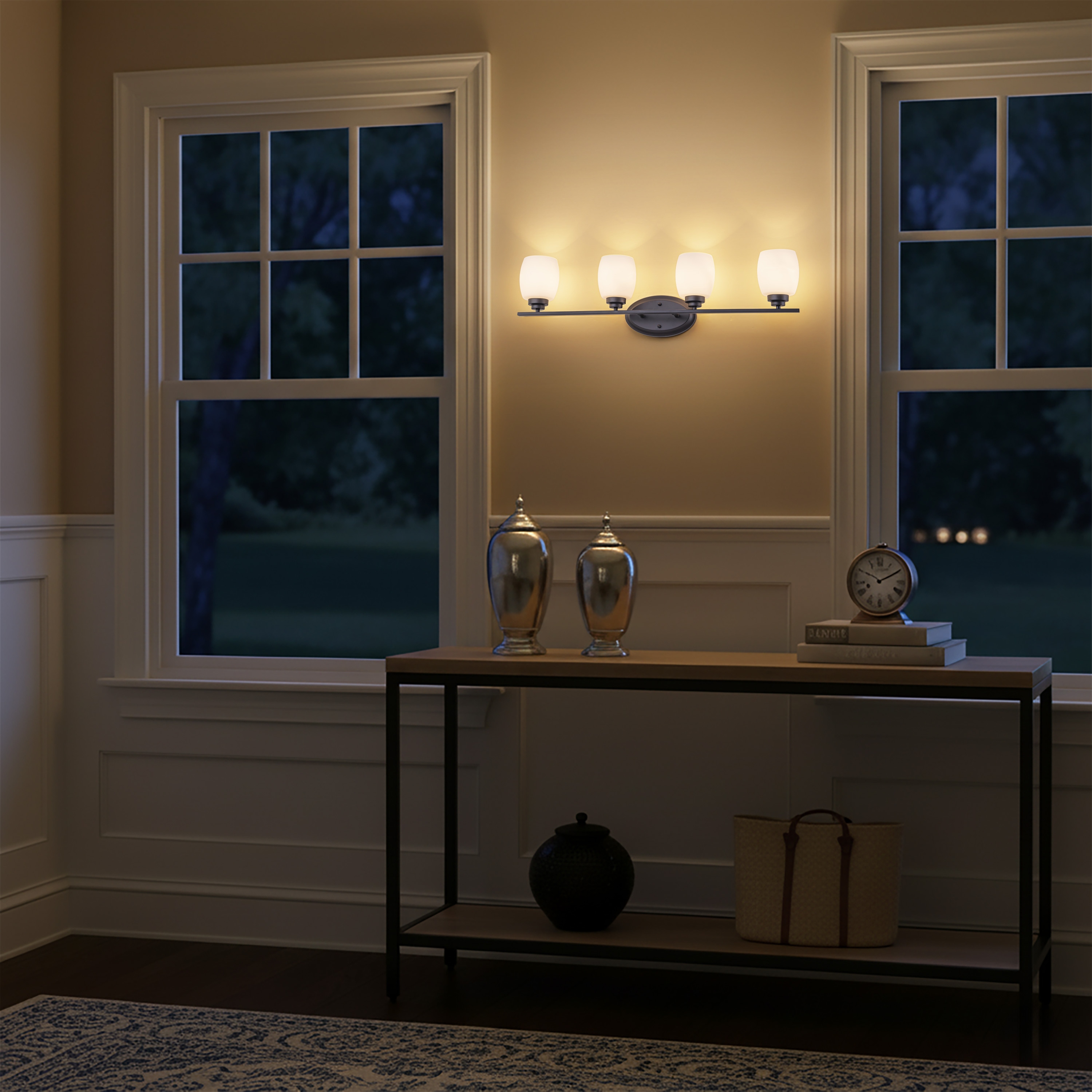 C Cattleya Vanity Light Indoor Wall Sconce Light with White Opal Glass