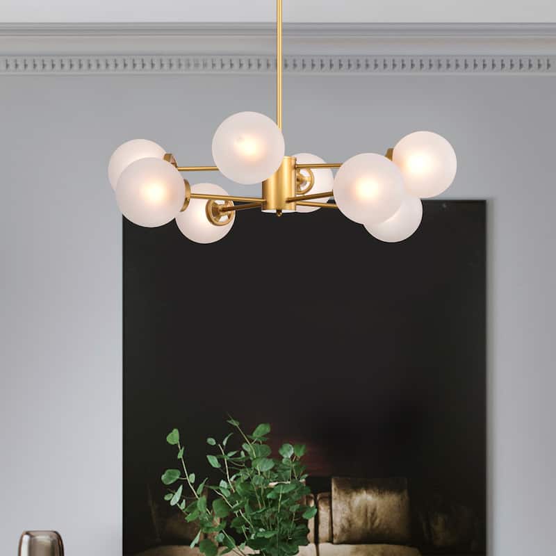 Silversmile 32 Inch Sputnik Brass Polished Finish Ceiling Lighted Chandelier Modern Style 8-Light - N/A