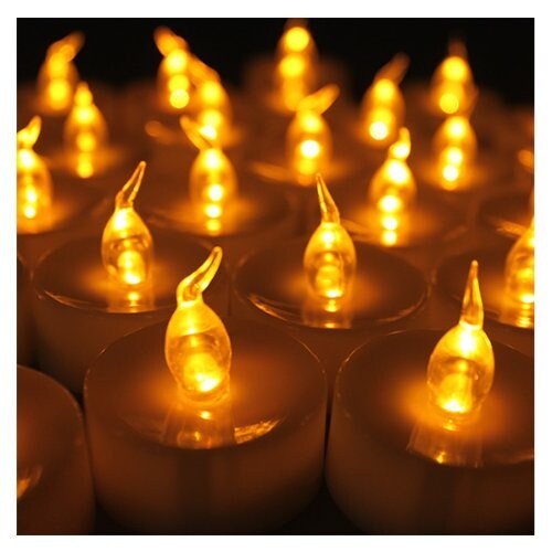 AGPtek Lot 24 Battery LED Amber yellow Tea Light Candle with Timer - White - SIZE