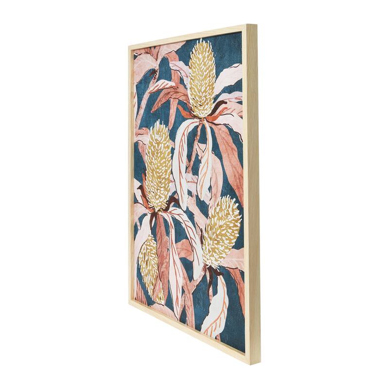 Floral Prints with Solid Wood Frame, Set of 2 - Multi-Color