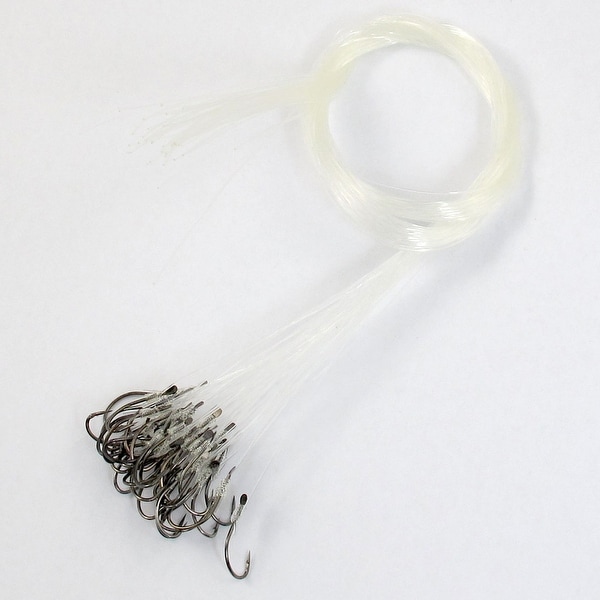 Unique Bargains 40 x Barbed Eagle Claw Shaped 10# Black FishHook w Line 50cm