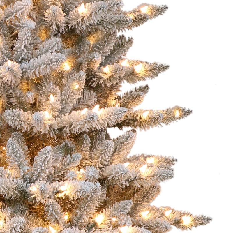 Puleo International Pre-Lit 3' Flocked Fraser Fir Artificial Christmas Tree