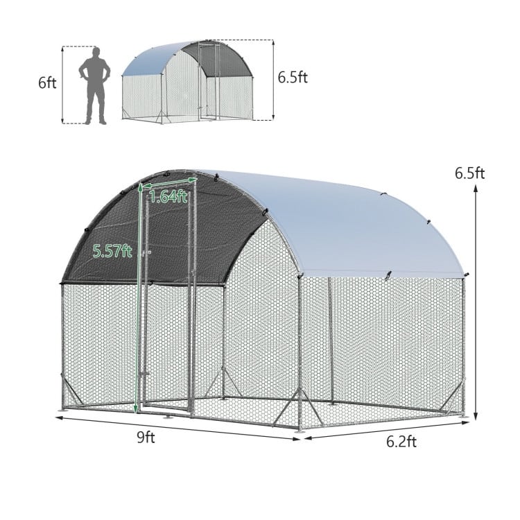 Metal Chicken Coop Outdoor Galvanized Dome Cage with Cover