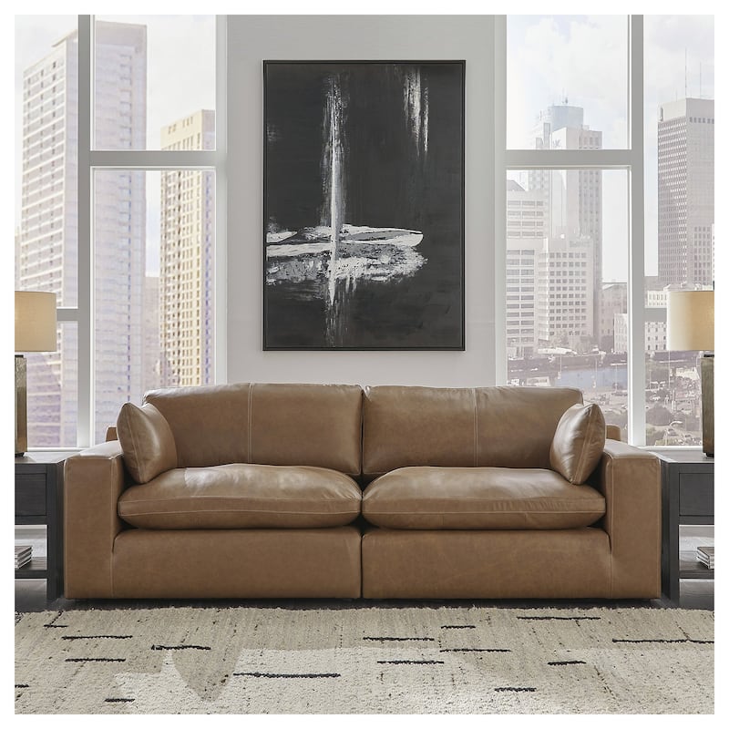 Signature Design by Ashley Emilia Caramel 2-Piece Loveseat - 98"W x 41"D x 36"H - Caramel