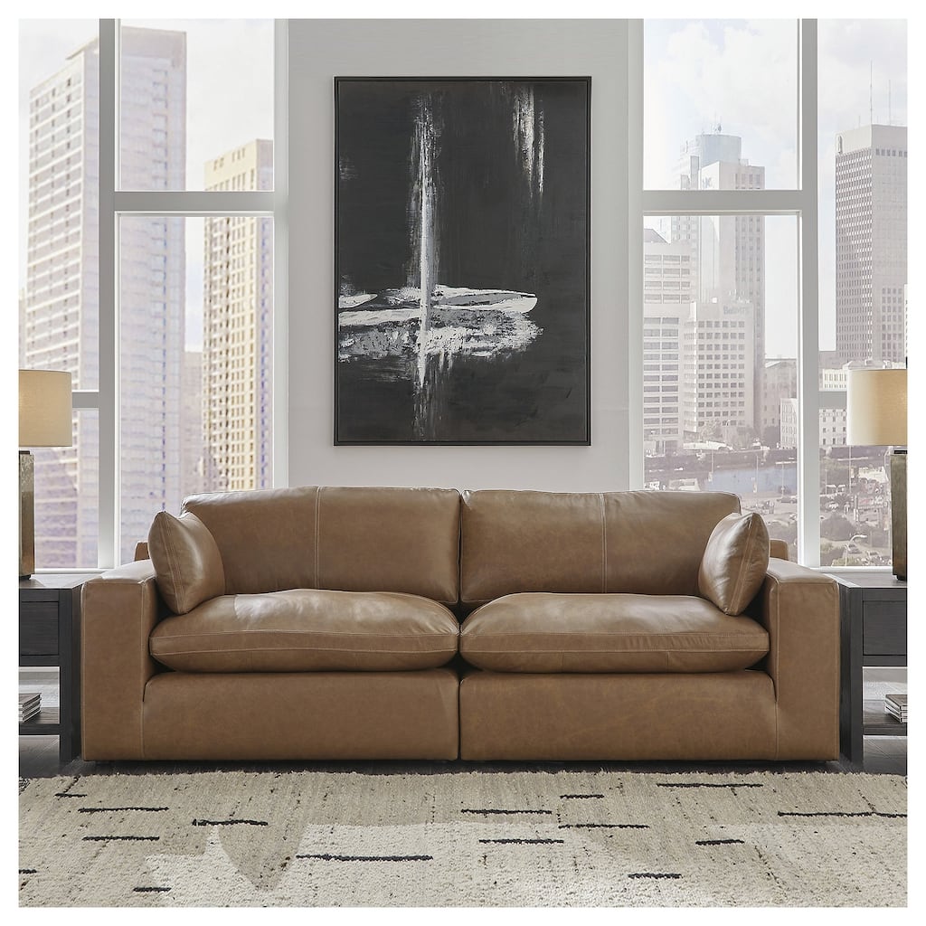 Signature Design by Ashley Emilia Caramel 2-Piece Loveseat - 98"W x 41"D x 36"H