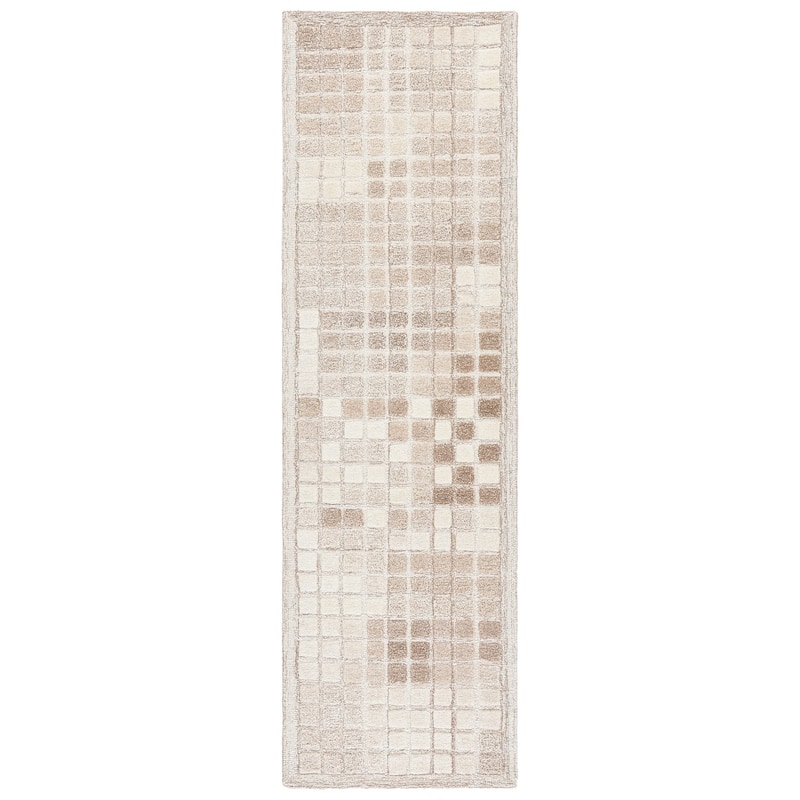 SAFAVIEH Handmade Ebony Rolande Wool Rug - 2'3" x 8' Runner - Ivory/Brown