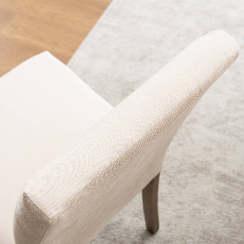 Upholstered Modern Dining Chairs, Linen Fabric Side Chairs Set of 2