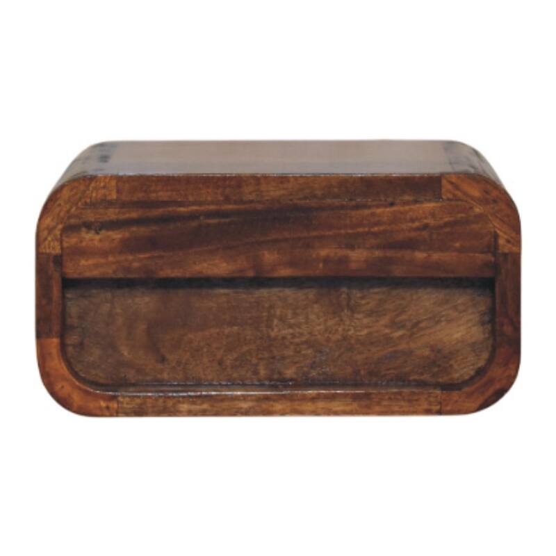 HomeRoots 12" Chestnut Solid Wood One Drawer Floating Nightstand