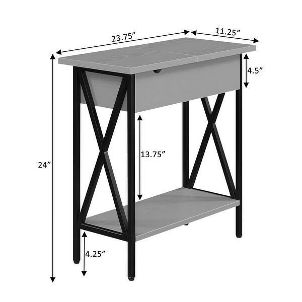 Convenience Concepts Tucson Flip Top End Table with Charging Station