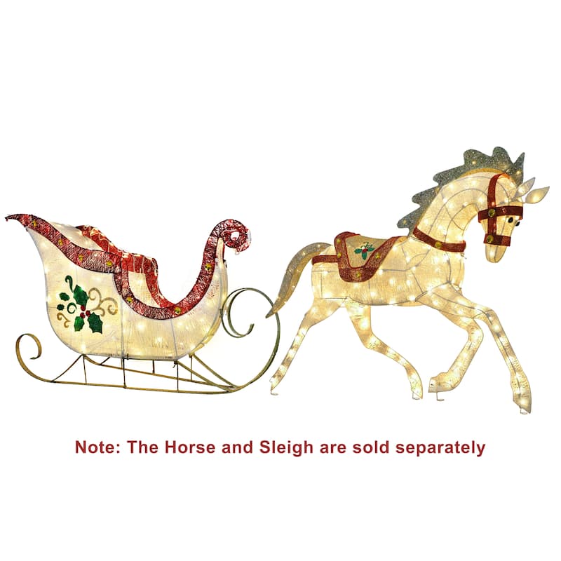 Puleo International 42" Pre-Lit Outdoor Horse Christmas Decor with 160 Warm White Twinkling LED Lights
