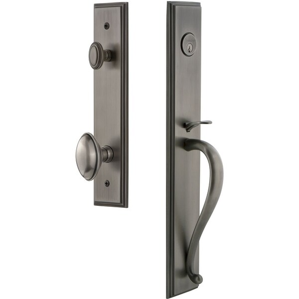 Grandeur CARSGREDN_ESET_238 Carre Solid Brass Rose Keyed Entry Single Cylinder "S" Grip Handleset with Eden Prairie Knob and
