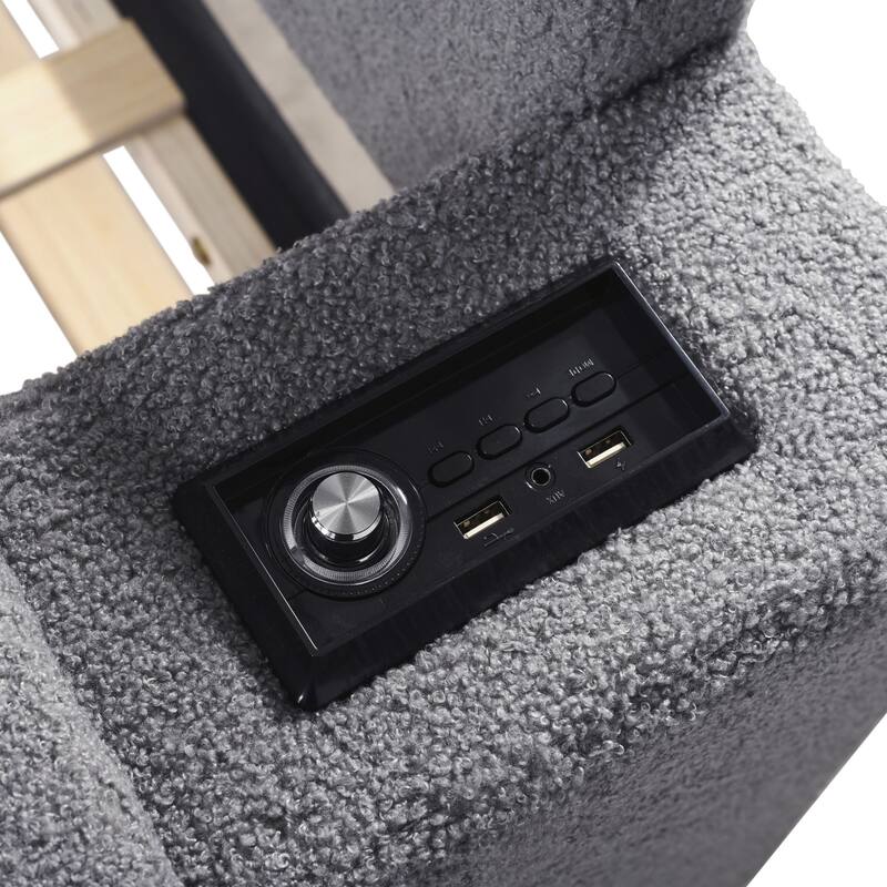 Sofa bed with storage arms, trundle bed and Bluetooth stereo