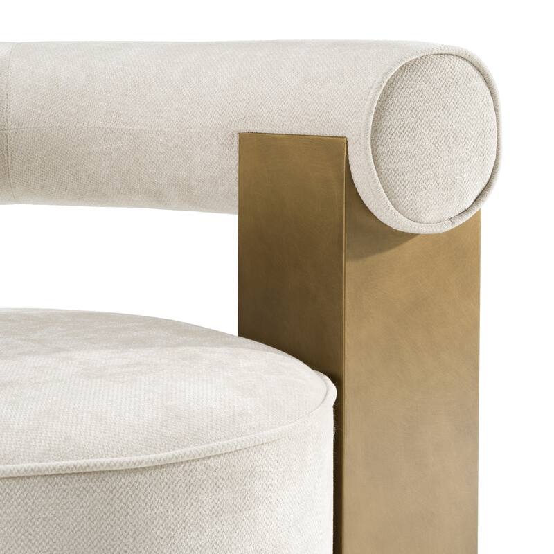 Divani Casa Tranquil Contemporary Beige Fabric & Antique Brass Accent Chair