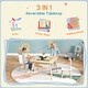 preview thumbnail 3 of 7, Qaba 3 Piece Kids Table and Chair Set with Convertible Desk & Storage