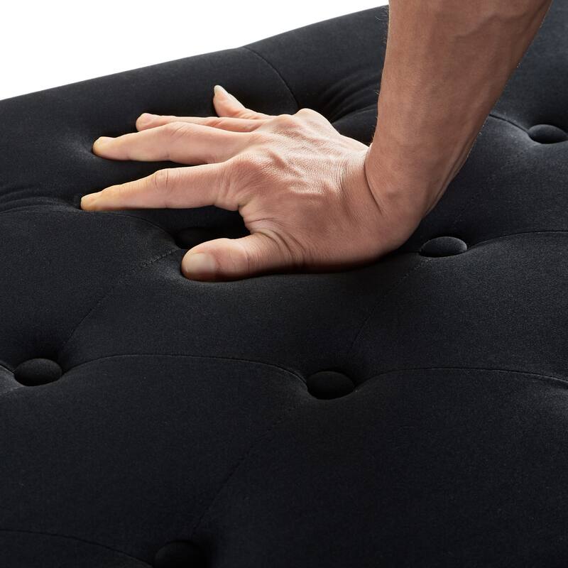 Upholstered Tufted Button Storage Bench with nails trim