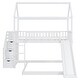 preview thumbnail 26 of 34, Twin Bunk Bed with Slide, Storage Steps, and Drawers, Playhouse Design - Grey