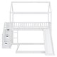 preview thumbnail 8 of 7, White Wooden Twin over Twin Bunk House Bed Frame with Convertible Slide, Storage Stairs, Ladder, Guardrails for Kids, Teens