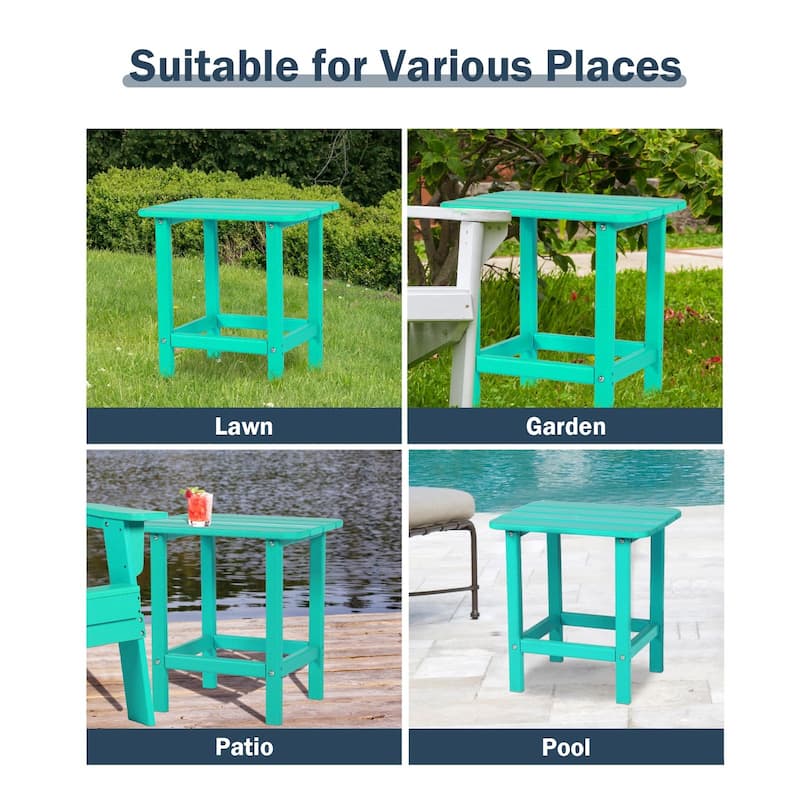 Aoodor Outdoor Adirondack Side Table HDPE End Table - 18"×14.5"