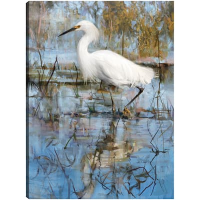 White Egret By Studio Arts Canvas Art Print