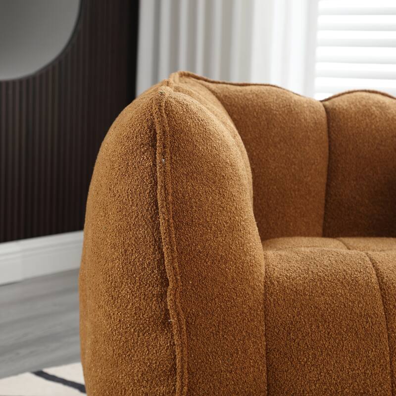 Modern Chenille Bean Bag Chair with Ottoman, Set of 1