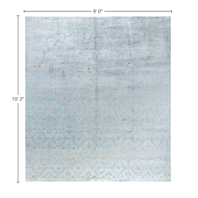 Ikat One-of-a-Kind Hand-Knotted Area Rug, Gray - 9' 0" x 10' 2"