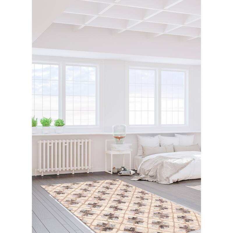 ECARPETGALLERY Hand-knotted Tangier Cream Wool Rug - 5'2 x 7'6