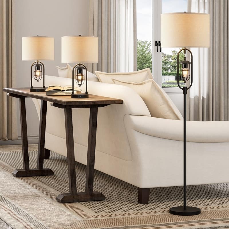 KAWOTI 62.5 inch Bronze Standard Floor Lamp with Night Light