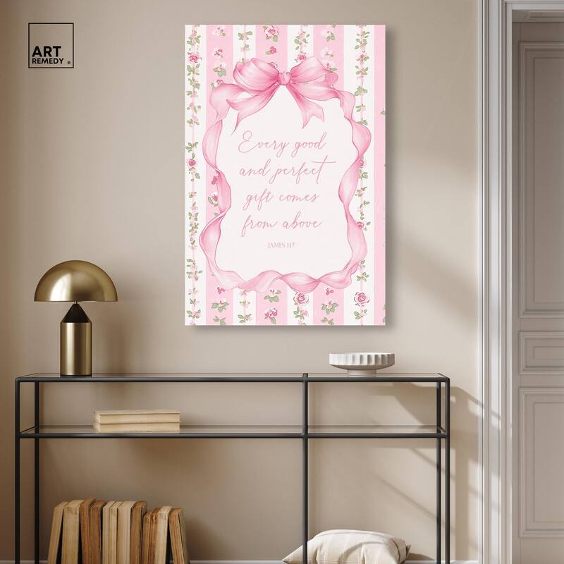 Good and Perfect Gift Bow Canvas by Art Remedy, Gallery Wrapped