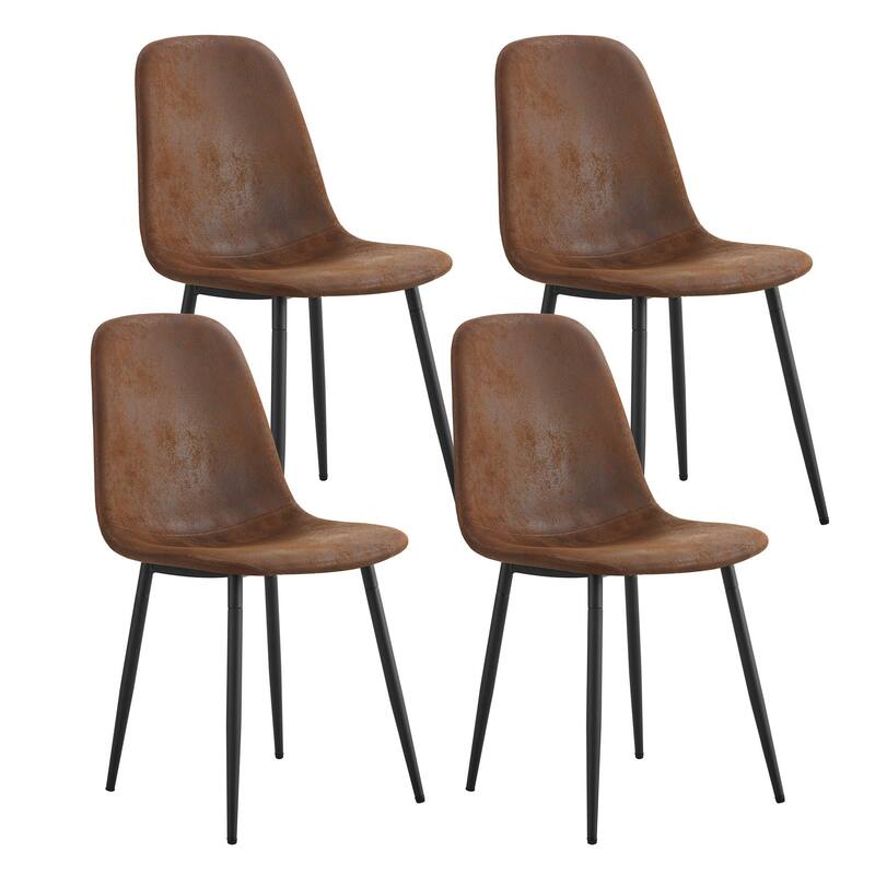 Set of 6 Dining Chairs Cushioned Side Chairs with Soft Linen Fabric