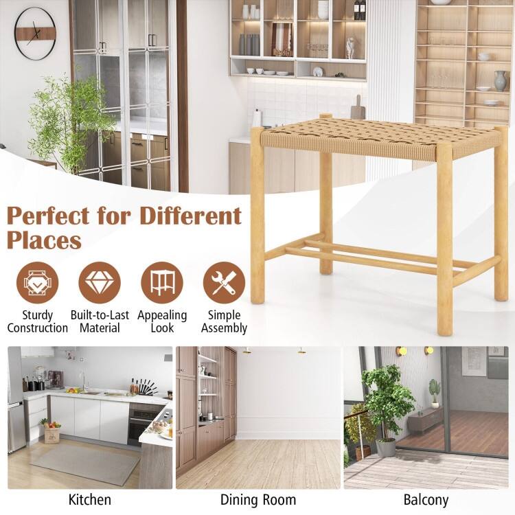18 Inch Dining Stool Set of 2-Natural - 22" x 14" x 18" (L x W x H)