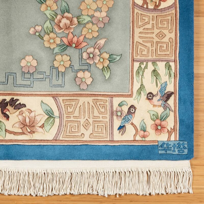 Gertmenian Oriental Estate Traditional Oriental Floral Border Metallion Hand Knot Wool Area Rug Collection