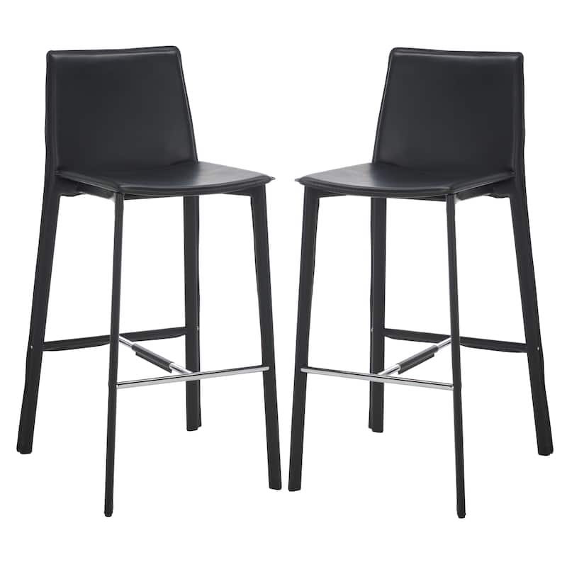 SAFAVIEH Marylou Faux Leather 29-inch Bar Stool (Set of 2) - 18.7" W x 19.7" L x 39.4" H - 19Wx20Dx39H