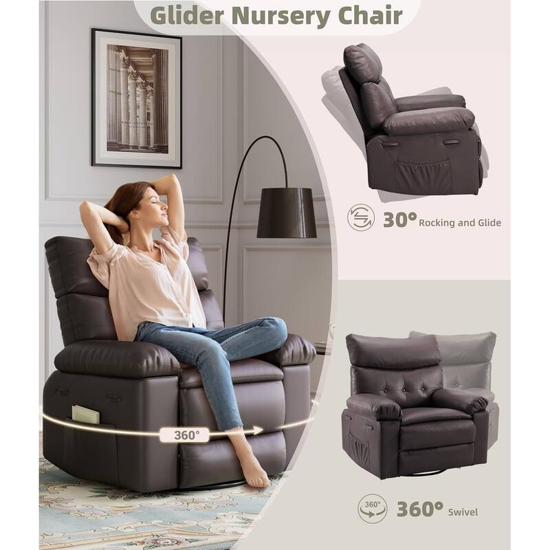 360° Rocker Swivel Recliner, Oversized Wide