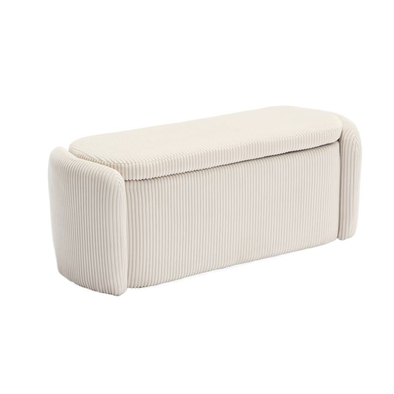 Entryway Upholstered Fabric Storage Ottoman
