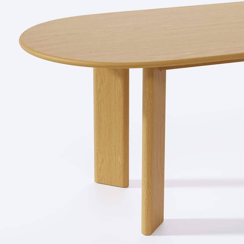 Solid Wood Farmhouse Dining Table Oval Wood Top for Modern Dining Rooms & Family Gatherings