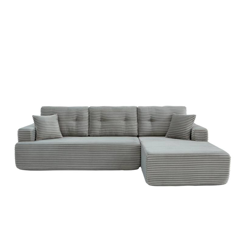 Corduroy Chaise Sectional Sofa Convertible Modular Sleeper Couch