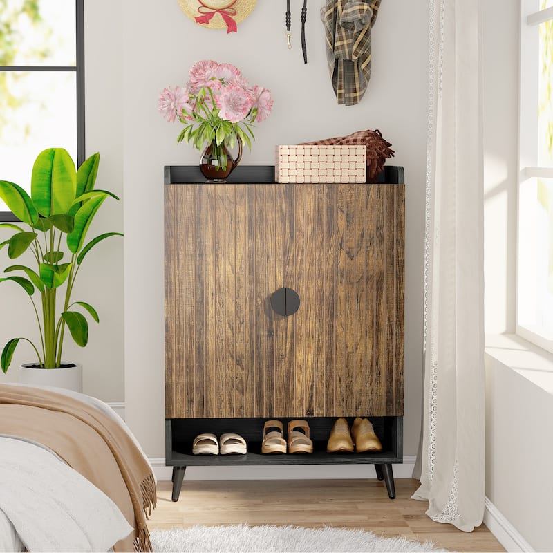 7-tier Shoe Storage Cabinet with Doors, Shoe Organizer Rack for Entryway, Bedroom, Living Room