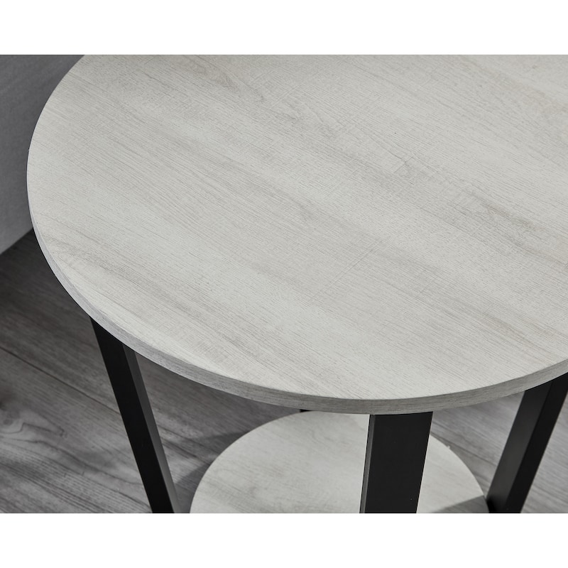 Elysian Contemporary Round End Table with Shelf,