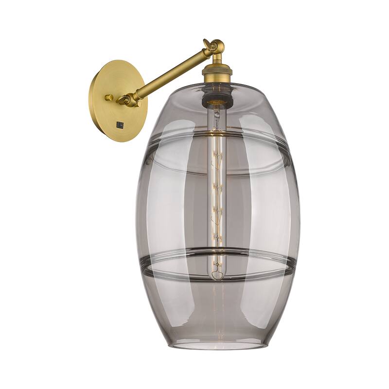 Innovations Lighting Endless Possibilities Ballston - Vaz - 1 Light 10" Adjustable Sconce - Arm Adjusts Up and Down - Brushed Brass/Light Smoke